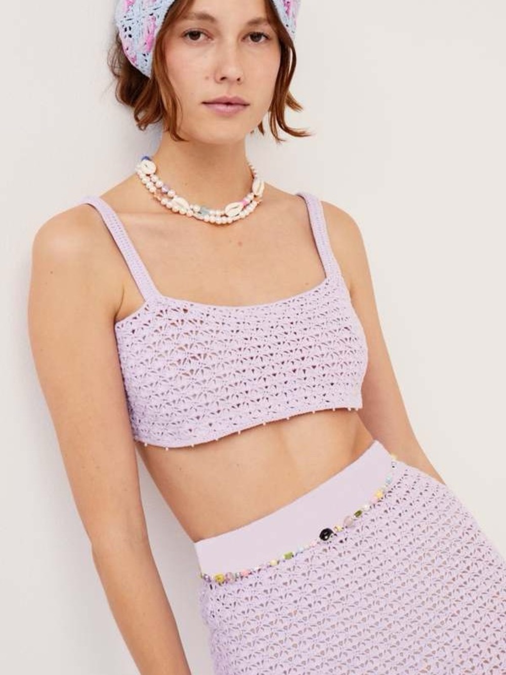 NWT For Love And Lemons Lavender Crochet Crop Top